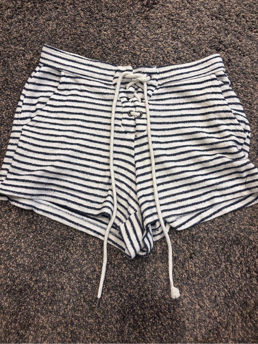 aerie White & Navy Striped Drawstring Shorts  (1 DAY LEFT!)